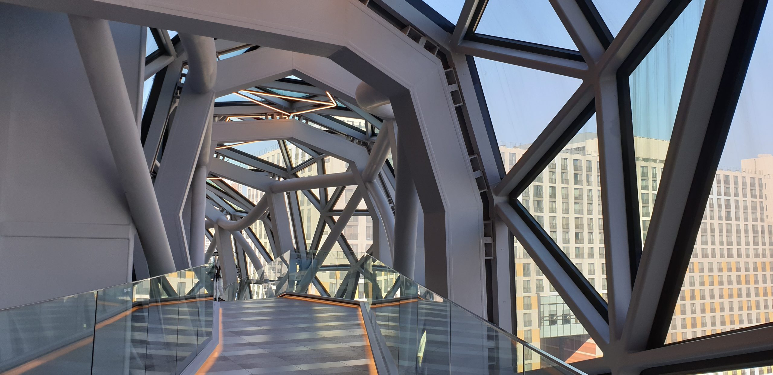 inside view 3d printed and investment casted structural joint knotsat the galleria gwanggyo